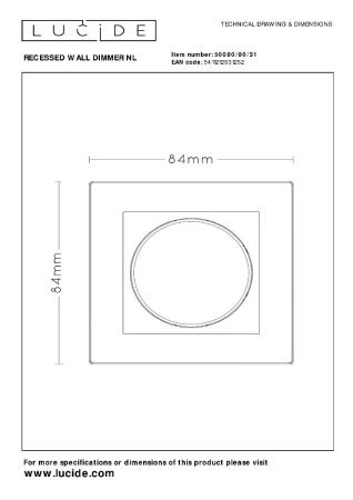 Диммер Lucide Recessed wall dimmer nl (Рецессед валл диммер нл) 50000/00/31