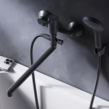 Смеситель для ванны и душа Am.Pm X-Joy S F85B90122 настенный черный без термостата