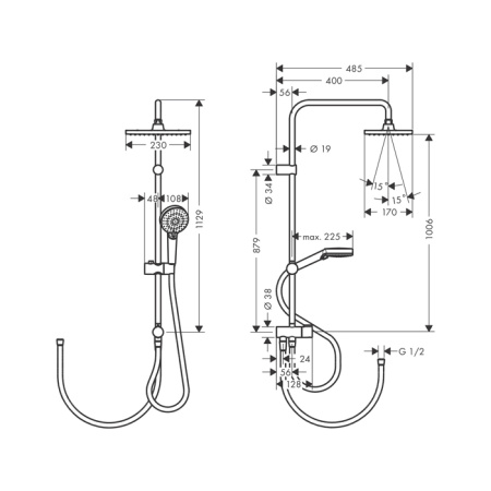 Душевой гарнитур Hansgrohe Vernis Shape 26289670 настенный черный