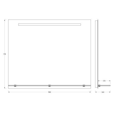 Зеркало с подсветкой Evoform Ledline-S BY 2157 90х80 подвесное