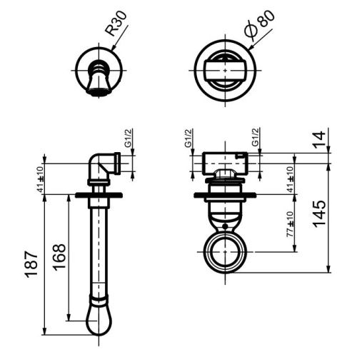 Смеситель для раковины Webert OA830606065 настенный бронза - фото 3