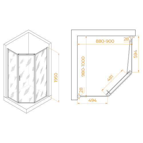 Душевой уголок RGW Passage 38088690-11 90х100 стекло прозрачное профиль хром глянцевый без поддона - фото 2