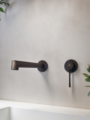 Смеситель для раковины AltroBagno Intento AltroBagnoIntento010503GrNe встраиваемый в стену серый/черный - фото 3