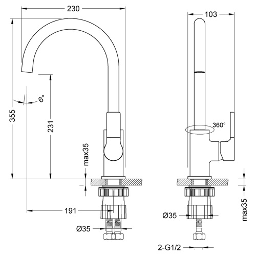 Смеситель для кухни LeMark Aura LM0605C на мойку хром - фото 3