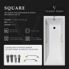 Ванна чугунная Vinsent Veron Square VSQ1707545H/VH0012GD 170х75 пристенная прямоугольная с ножками с ручками
