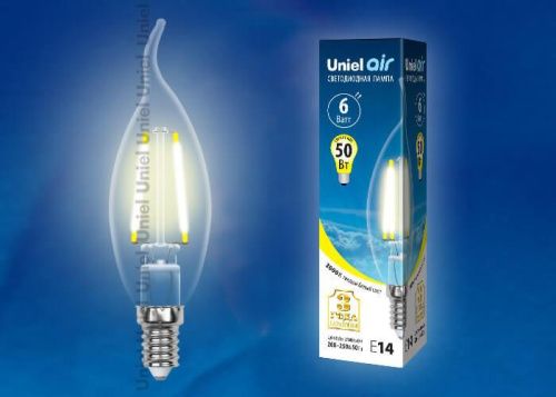Лампа светодиодная Uniel AIR C (АИР Ц) LED-C35-6W/NW/E14/CL GLA01TR картон - фото 2