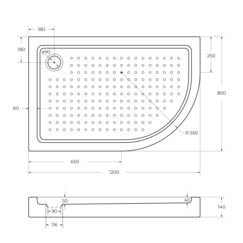 Душевой поддон Cezares TRAY-A-RH-120/80-550-15-W-L 120х80 акрил белый - фото 2