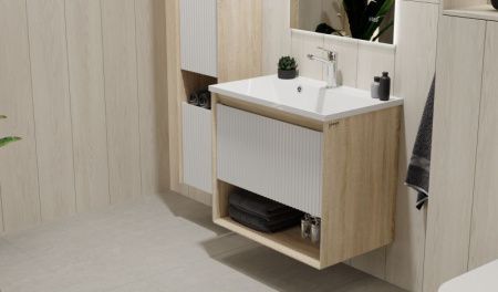 Тумба под раковину Jorno TOSSONY Toss.01.70/P/SS-W/JR 70х40 подвесная цвет белый