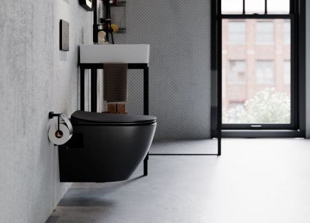 Чаша унитаза подвесная Creavit Free FE322-00SM00E-0000 цвет черный без сиденья душевой смыв