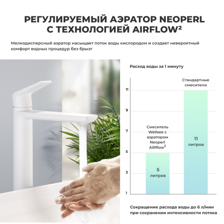 Смеситель Wellsee ICON! for life 182310000 на столешницу белый матовый