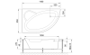 Ванна акриловая Royal Bath ALPINE RB819103L 140х95 пристенная асимметричная без каркаса