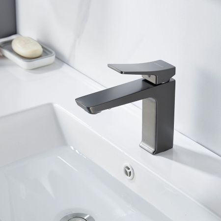 Смеситель Shevanik S4401T на раковину оружейная сталь