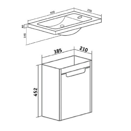 Тумба под раковину Runo МИКРА 00000001078 40х20 подвесная цвет белый