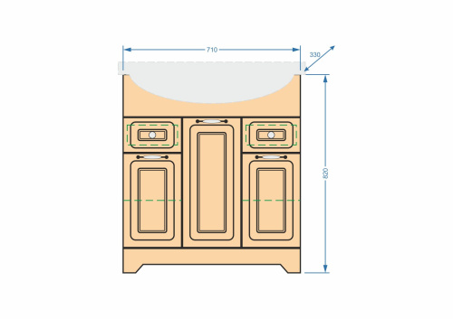 Тумба под раковину Stella Polar Кармела SP-00000179 71х33х82 цвет коричневый - фото 2