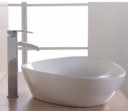 Раковина из сантехнического фаянса CeramaLux 7472B 60х40 накладная цвет белый без отверстий под смеситель