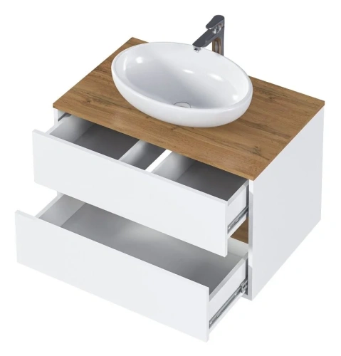 Тумба под раковину 1MarKa Veil Ц0000035553 80х50х50 цвет белый/дуб ватан - фото 3