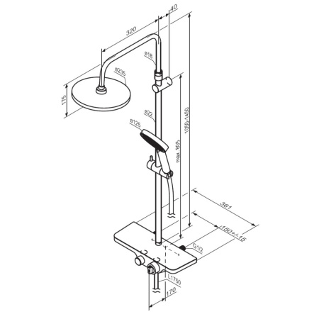 Душевая стойка Damixa Apollo 947760000 настенная цвет хром