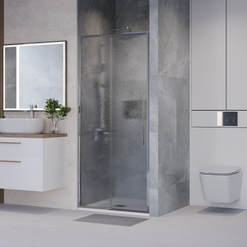 Душевая дверь Niagara Nova NG-65-11CH 110х195 стекло шиншилла профиль хром глянцевый - фото 3