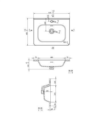 Раковина керамическая Uperwood Monica RMonica60wg 60х50 полувстраиваемая цвет белый