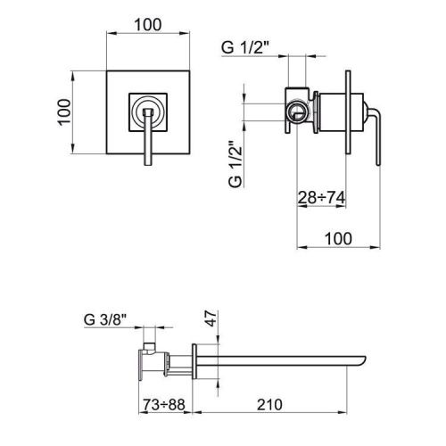 Смеситель для раковины Webert Wolo WO830607564 настенный черный - фото 3