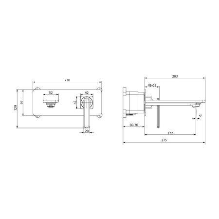 Смеситель для раковины LeMark Mista LM6426WG встраиваемый в стену белый/золото