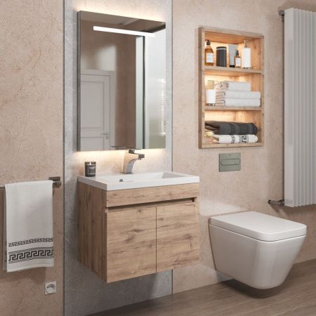 Тумба под раковину Uperwood Eva 3930213461 50х30 подвесная цвет коричневый