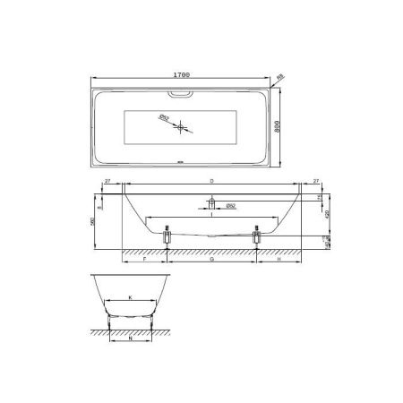 Ванна стальная Bette Loft 3171-000 170х80 встраиваемая прямоугольная без ножек