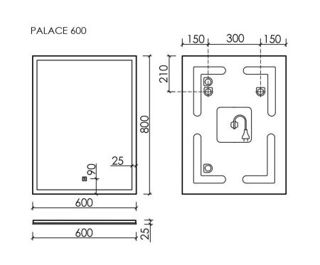 Зеркало с подсветкой Sancos Palace PA600 60х80 подвесное