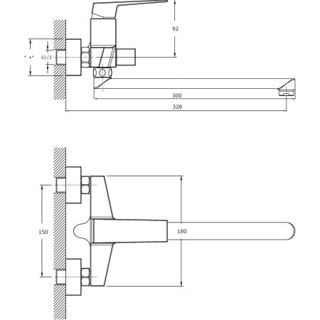 Смеситель для ванны Rush Thira TR3635-51 настенный хром