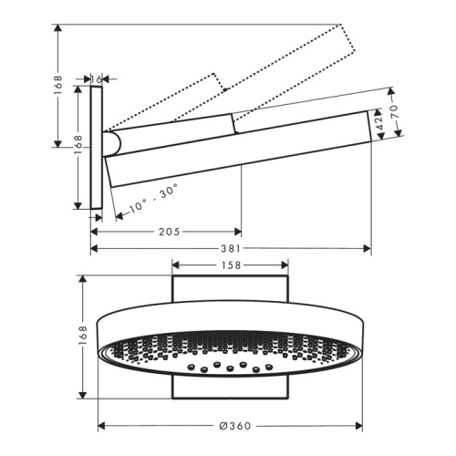 Верхний душ Hansgrohe Rainfinity 26234990 35х35 золото - фото 2