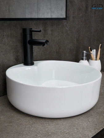 Раковина керамическая Gid Esfera 51208 40х40 накладная цвет белый 1 отверстие под смеситель