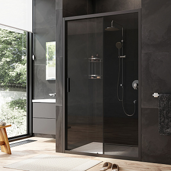 Душевая дверь Am.Pm Gem W90G-120-1-195BG 120х195 стекло прозрачное профиль черный