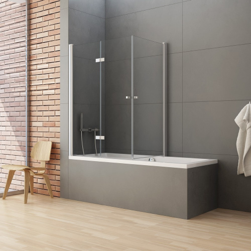 Душевая шторка на ванну New Trendy NEW SOLEO Chrome P-0028/P-0024 100х140 стекло прозрачное профиль хром глянцевый ориентация левая - фото 2