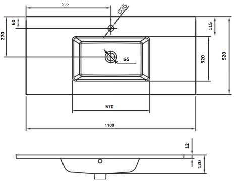 Столешница Armadi Art NeoArt 852-110-SL 111х52 накладная цвет серебро - фото 2