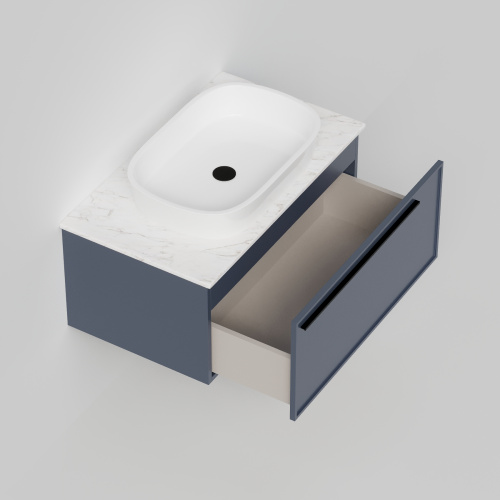 Тумба со столешницей La Fenice ELBA NFNC-01-ELB-BG-80-3-GG 80х62х49 подвесная цвет синий - фото 2