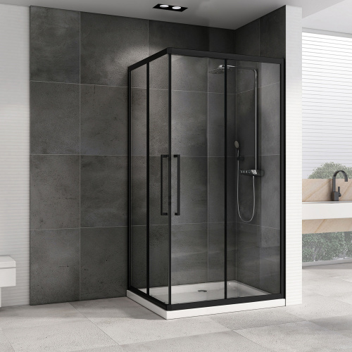 Душевой уголок Abber Schwarzer Diamant AG02128BH 80х120 стекло прозрачное профиль черный без поддона - фото 2 Душевой уголок Abber Schwarzer Diamant AG02128BH 80х120 стекло прозрачное профиль черный без поддона - фото 2