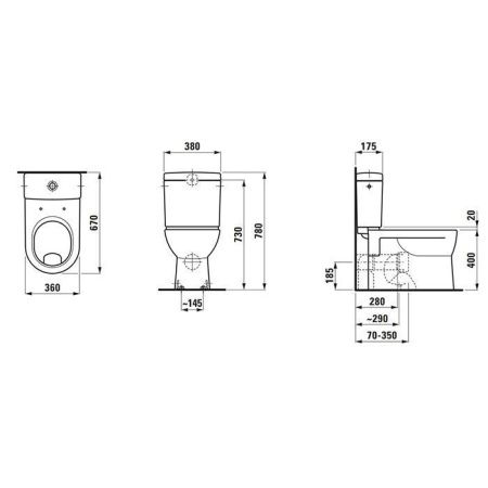 Чаша унитаза напольная Laufen Pro 8.2495.9.000.000.1 цвет белый без сиденья и без бачка душевой смыв