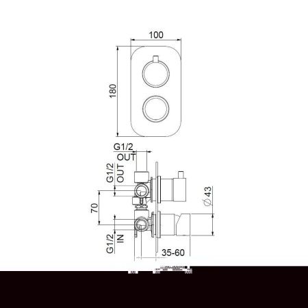 Смеситель для ванны и душа Webert One-B NB880601015 настенный хром
