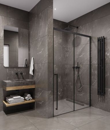 Душевая дверь Timo T59L 150х200 стекло прозрачное профиль черный