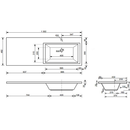 Тумба с раковиной Эстет Dallas Luxe 130 ФР-00002421 65х48х43 подвесная цвет белый