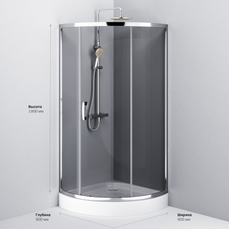 Душевой уголок Am.Pm Like W83G-315-090CG 90х90 стекло тонированное профиль хром глянцевый без поддона