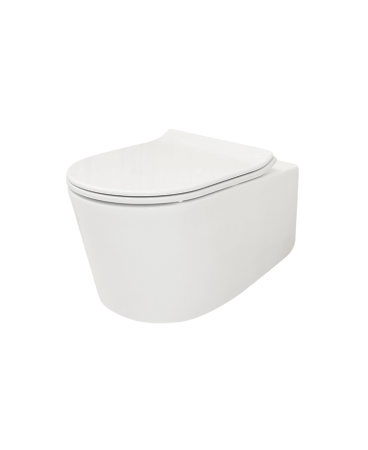 Унитаз подвесной Creo Сeramique RENNES 2.0 COMBO-RE1100R с RE1001T белый безободковый с сиденьем с микролифт душевой смыв