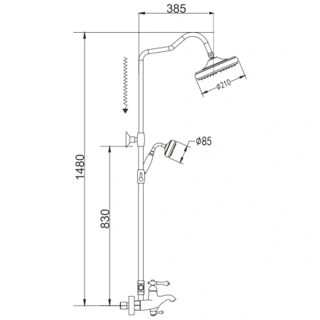 Душевая стойка Rose R0136 настенная цвет хром