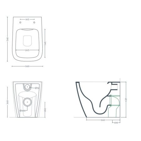 Чаша унитаза приставная Artceram A16 ASV007 05 00 цвет белый без сиденья каскадный смыв