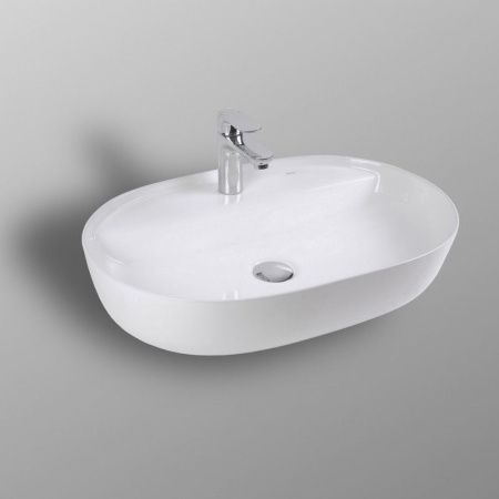 Раковина из сантехнического фарфора Bond Oval S01-600 60х40 накладная цвет белый 1 отверстие под смеситель