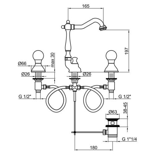 Смеситель Webert Karenina KA750202010 на раковину золото - фото 3