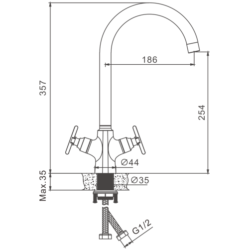 Смеситель для кухни Belz B832 B70832 на столешницу хром - фото 2