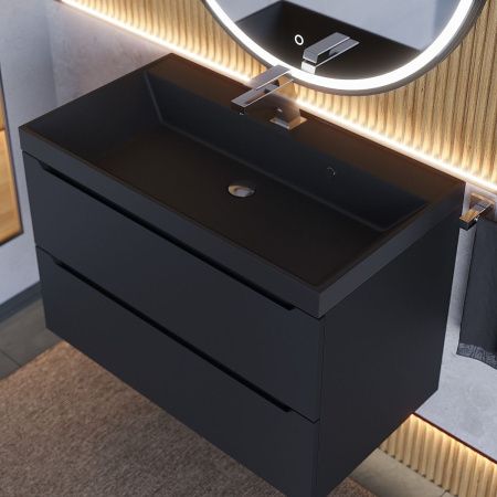 Тумба с раковиной Uperwood Tanos-Classic Quartz 3930421700 80х50 цвет черный