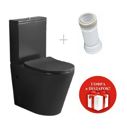 Унитаз напольный с бачком Cerutti SPA CT9865 черный с сиденьем микролифт безободковый каскадный смыв