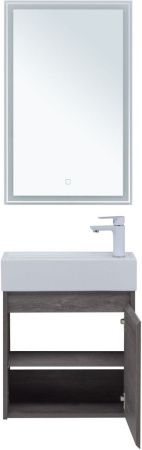 Комплект мебели: тумба с раковиной + зеркало Aquanet Nova Lite 00302529 50х30 подвесной цвет коричневый
